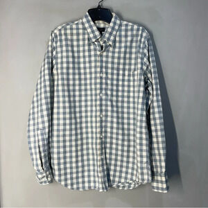 J Crew Slim Fit Casual Button  Down Plaid Shirt Men Size Small, White/Blue